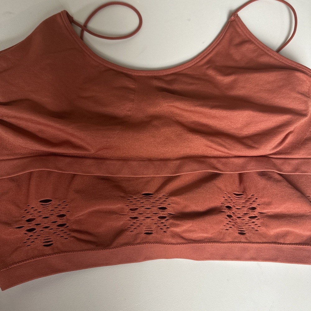 Colsie Bralette XL Orange Seamless Crop Top Lounge Wireless Stretch Cutout - Picture 7 of 8